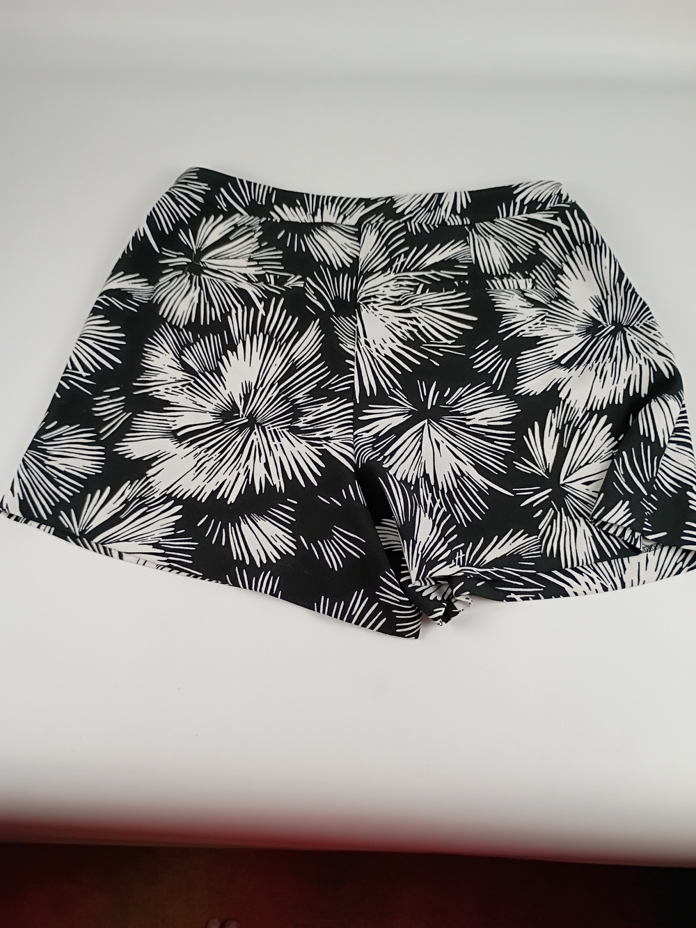 Ann Taylor Black and White High-Waist Floral Burst Shorts
